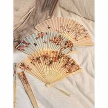 1pc Retro Folding Fans,Tassel Handheld Bamboo Fans,Haitang Fan,Bamboo Fan,Painted Fans,Foldable Hand Fan,Wedding Hand Fan,Party Hand Fan,Decorative Fan,Elegant And Casual Style, Mother's Day Gifts,Birthday Gifts,Back To School Season Gifts - 1PC - Xem 3