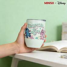 MINISO X Disney Lilo & Stitch & Angel Tropical Love Insulated Stainless Steel Eggshell Tumbler With Lid,Double-Walled Vacuum Cup For Coffee,Wine,Drinks - 彩色 - 查看 2