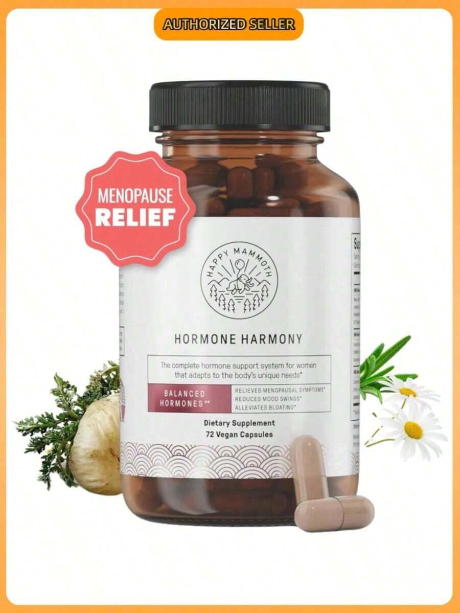 Hormone Harmony Supplement For Women – Natural Hormonal Balance Support | Menopause & Perimenopause Wellness | Helps With Hot Flashes & Mood | 72 Capsules - 1瓶 - 查看 1