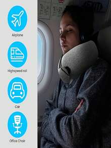 1 Memory Foam U-Shaped Pillow, Neck Pillow, Travel Pillow, Solid Color, Breathable Mesh Fabric, Built-In Storage Bag, Ergonomic Design, 360 ° Surround Support, Detachable Cleaning, Essential For Business Travel Such As Flying, Camping Nap Tool - Multicolor - View 8