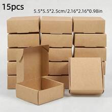 15 hộp quà mini bằng giấy Kraft trang nhã, kích thước 2.56"X2.56"X1.18"/2.16"X2.16"X0.98", thích hợp đựng mặt dây chuyền, trang sức, quà tặng Ngày Valentine, Ngày của Mẹ, đám cưới, kỷ niệm, ngày lễ, tiệc Giáng sinh. - Xem 16