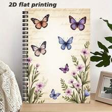 1本A5尺寸复古风格螺旋装订横线笔记本，封面饰以灵动的蝴蝶和盛开的花朵，清新优雅，营造诗意的书写氛围。优质纸张，光滑不洇墨，适合日常笔记、日记等各种用途，是提升书写体验的实用好物。 - M - 查看 4