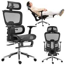 Silla de Juegos ergonómica de Malla con Soporte Lumbar y reposapiés Respaldo Alto reposacabezas Ajustable y reposabrazos Ideal para Oficina en casa y Gaming - Moderno - Ver 8