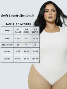 Plus Size Bodysuit Square Neck Tank Top Foreign Fashion - trắng - Xem 7