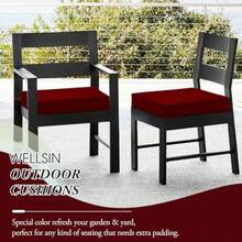 Wellsin Cojines para Sillas de Exterior para Muebles de Patio - Cojines para Exteriores para Sillas - Cojines para Sillas de Patio Resistentes al Agua Juego de 4 18.5"X16"X3" Burdeos - Color slido/Borgoa - Ver 7