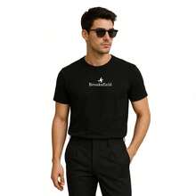 BROOKSFIELD 3-PACK CASUAL COTTON SUMMER T-SHIRTS IN BLACK, BLUE, AND WHITE - 黑色 - 查看 4