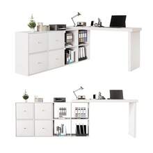 Home Office Desks - White + MDF - View 5