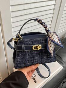 Mini Fashionable Versatile Contrast Color Casual Handbag, Women's Shoulder Crossbody Bag - Royal Blue - View 3
