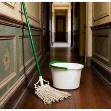 Cotton Blend Wet Mop Steel Handle Green White - default - 查看 3