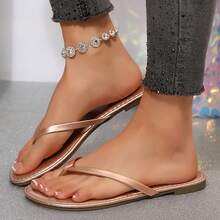 Womens Flip Flops Thong Sandals Shoes Flats For Ladies Slides Lightweight Slippers Summer Casual Beach Dressy Sandals - 玫瑰金 - 查看 6