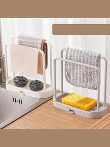 1pc Multifunctional Kitchen Dishcloth Holder No-Drill Drying Rack Sink Side Kitchen Storage Home Universal - Multicolor - View 1