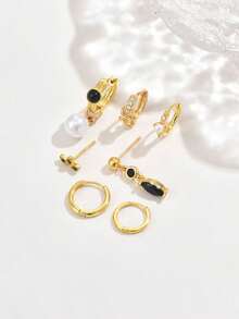 1 Set Simple Zirconia Single Earring, Elegant Accessory Suitable For Women's Date, Party, Daily Commute Wear - Yellow Gold - View 4