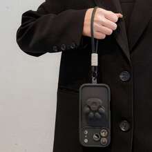 钥匙扣挂绳手机壳，带镜头保护，兼容苹果 17、16、15、14、13、12、11、Pro Max，三星 Galaxy S22/S23/S24/S25+，A04/A05/A14/A15/A24/A25/A34/A54/A56/A36/A26，荣耀 Note 15 Pro 系列 - 黑色 - 查看 4