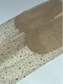 1 件米色透明连裤袜，饰有星空闪亮烫钻，大小钻粒混纺，高弹柔软透气，百搭，适合派对、夜店、约会、日常休闲、街头风、节日穿搭。 - 彩色 - 查看 8