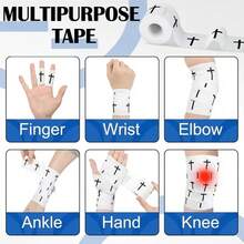 黑白运动胶带，十字条纹设计，简约耐用，易撕不留残胶，适用于足球、网球、拳击、健身、运动、跑步、美式橄榄球、棒球、体操等运动，可提供腕部支撑，是运动员、教练、体操运动员、拳击手、曲棍球运动员的理想之选——也是足球、运动、足球配件、运动器材、运动防护装备、健身训练用品、足球用品的理想之选，是健身房、办公室、家庭、体育教育的理想选择。 - 彩色 - 查看 6