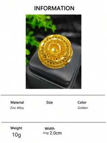1pc Fashionable Women's Gold Hollow Carved Ring Jewelry, Suitable For European, Middle Eastern, Dubai, Bride Wedding Party Dress Accessories, Date, Valentine's Day, Mother's Day, Holiday Gift, Copper Ring - Yellow Gold - View 18
