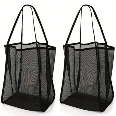 1pc New INS Style Transparent Mesh One Shoulder Crossbody Bag, Fashion Lightweight Large Capacity All-Purpose Shopping Tote, Durable Polyester Solid Color With Sturdy Handle, Multifunctional Storage Solution Ideal For Travel, Beach, Vacation, Camping, Swimming And Everyday Outdoor Use