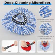 4pcs Mop Heads Replacements For OCedar EasyWring 1 Tank SystemMicrofiber Spin Mop Refill Replace Head For O Cedar Dry And Wet For Cleaning All Hard-Surfaced Floors - 白藍 - 查看 3