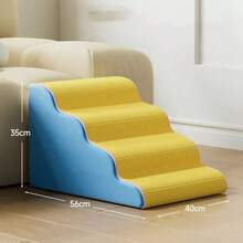 1pc Pet Cat Dog Stairs, Foam Bed Side Ramp, Removable & Washable Pet Stairs, Gray - Light Grey - View 4