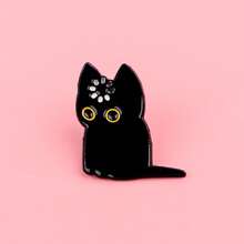 Cat Enamel Kids Brooch, Lapel Pin Badge, Backpack Decoration, Fashion Jewelry Accessory - Black - View 6