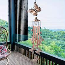 Aluminum Tube Butterfly Wind Chime, Suitable For Outdoor Decor, Beautiful Metal Butterfly Design, Applicable For Garden, Patio, Yard, Porch, Balcony, Window Sill Decoration, Perfect Gift For Friends And Family - Butterfly - View 7
