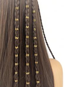 42pcs Metal Minimalist Fashion Hair Ties, Charm Hair Beads, Openable Personalized Hair Accessories,Summer,Holiday,Travel - Gold - View 1