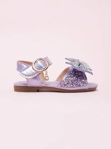 2026 New Girls Sandals, Children Princess Shoes With Rhinestone Bow, Little Girl Student Beach Shoes, Summer - Purple - View 4