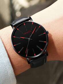 3件套新款时尚男士商务休闲石英表，指针式显示，搭配皮质表带和子弹吊坠项链，适合派对、旅行、母亲节、父亲节、返校季、假期等场合的送礼。 - 彩色 - 查看 9