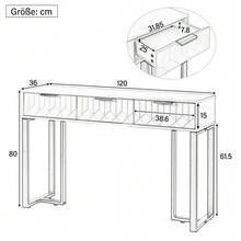 Modern Console Table With Drawers, Gold Frame, Adjustable Footrest And Elegant Handles (White + Black) - White - View 4