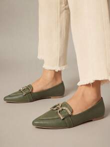 Women's Sneakers Pointed Toe Tresse Olive Green I Embellishment New D - Army Green - View 7