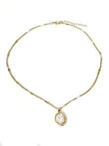 1 chiếc dây chuyền mặt ngọc trai giả kiểu Baroque Pháp thanh lịch, trang sức thời trang tối giản cổ điển dành cho nữ, thích hợp đeo hàng ngày và dự tiệc. - Nhiều màu - Xem 4