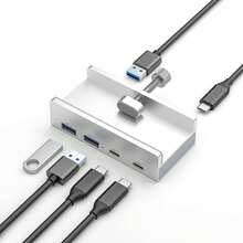 Expansor multifuncional para computadora, estación de acoplamiento Tipo-C, clip trasero de sobremesa, lector de tarjetas, accesorio digital. - 044A [4 en 1] USB 3.0*1 + USB 2.0*2 + Tipo-C*1 - Ver 6