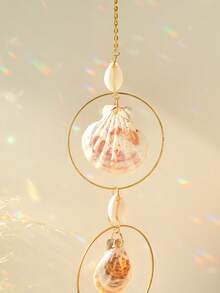 一件海岸贝壳装饰品，饰以闪亮水晶，波西米亚风格贝壳吊坠，金色边框，日月图案，适用于海滨别墅、客厅、卧室、浴室、海洋主题家居装饰、热带夏日氛围，是婚礼派对装饰、波西米亚风格房间装饰、海滨生活航海风装饰的完美之选，阳光反射效果极佳，是送给海滩爱好者的礼物，也适合度假租赁装饰，水晶贝壳悬挂装饰，是夏季家居和海滩婚礼的理想之选。 - 款式A - 查看 7