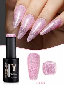 YOKEFELLOW 10毫升闪粉凝胶指甲油，夏季粉色、蓝色、绿色、橙色闪粉假日美甲闪亮脚趾甲亮泽指甲油可卸UV/LED家用DIY美甲沙龙礼品 - 彩色 - 查看 7