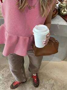 FOR BEAUTY Áo dệt kim nữ mùa hè Y2K màu trơn không tay, gấu bèo, dáng ôm, phong cách casual chic, mặc đi làm, hẹn hò, du lịch - Long lanh - Xem 6