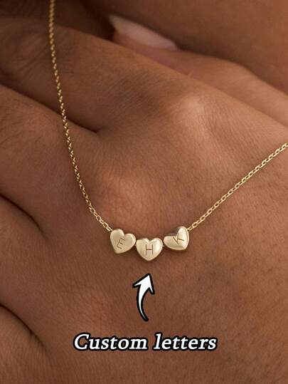 1pc Miniature 3D Alphabet Love Pendant Necklace, Custom Gold Letter Necklace, Family Necklace, Minimalist Necklace, Women's Necklace, Mother's Day Gift, Custom Letter Necklace, Initial Necklace, Personalized Necklace, Customizable Things, Personalized Gifts