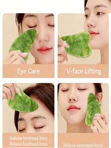 Dụng cụ làm đẹp bằng ngọc bích, bảng Gua Sha, dụng cụ massage, bảng Gua Sha ngọc bích cho mặt và lưng, con lăn massage ngọc bích - màu xanh lá - Xem 3