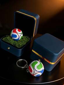 Cute Mini Football Keychain, Creative Sports Style Keyring Gift Box, Perfect Bag Decoration, Small Gift For Friends, Party Favors, Or School Rewards - A - View 1
