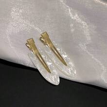 4pcs Gold Acetate Side Bangs Seamless Hair Clips For Women - Multicolor - View 7