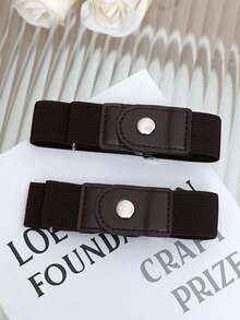 2pcs Unisex Elastic Waist Belt Without Buckle - Multicolor - View 3