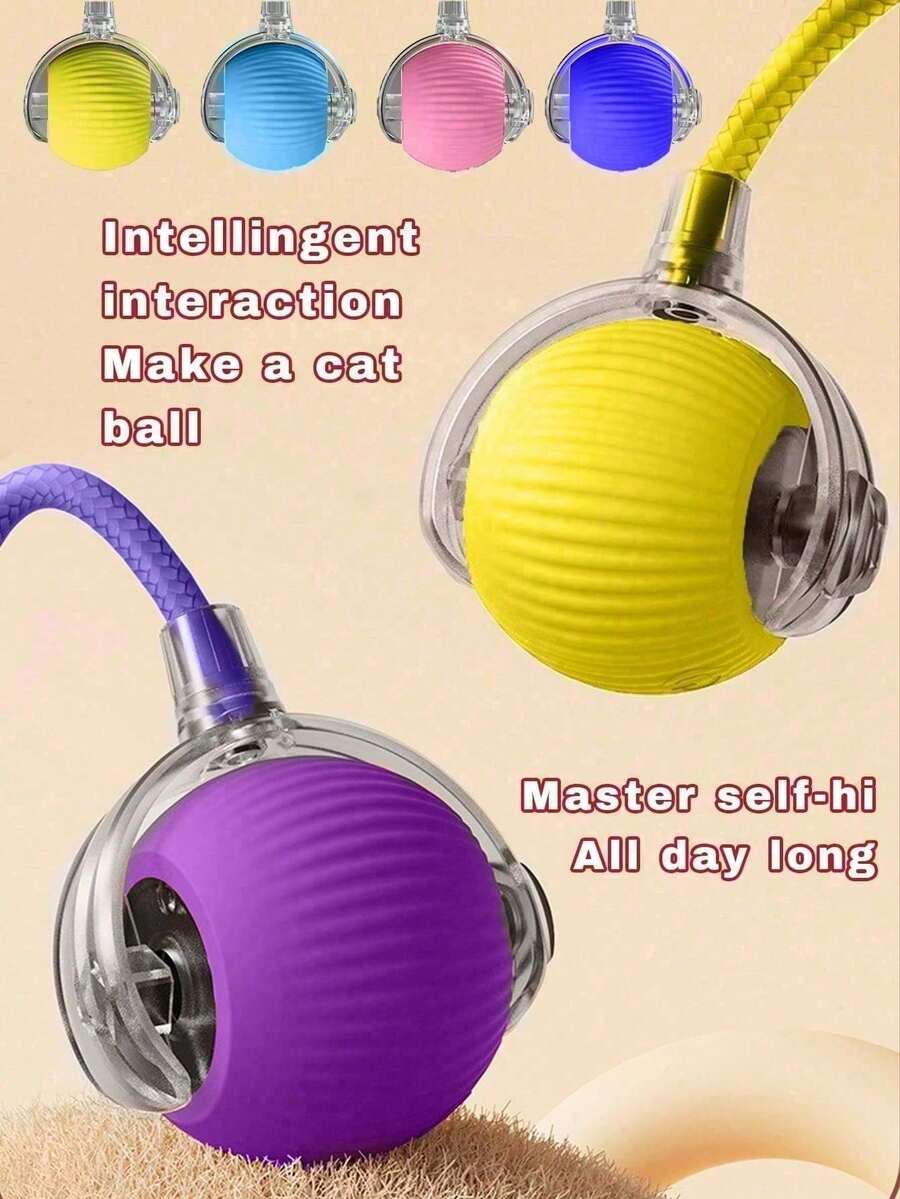 1个电动猫玩具球，升级版智能唤醒轻触型，适用于猫狗，自动滚动球玩具，激活宠物活动，USB充电智能球玩具
