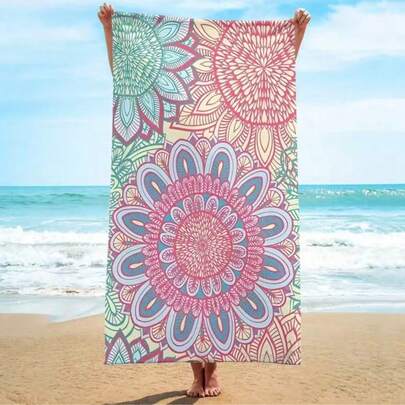 1 Khăn tắm biển siêu mềm bằng sợi microfiber - Nhanh khô, thấm hút tốt và không bám cát | Thích hợp cho yoga, cắm trại, bơi lội và các hoạt động ngoài trời | Họa tiết Mandala hiện đại