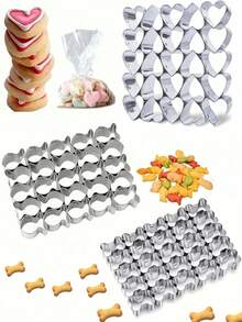 25-Cavity Stainless Steel Heart, Fish And Bone Shaped Cookie Cutter Mold - Non-Stick Baking Mold For Snacks And Party Favors | Durable, Easy-To-Clean Multi-Shape Cutting Mold Suitable For Home And Commercial Kitchens | Precise Edges For Making Uniform Cookies And Biscuits, Perfect For Valentine's Day, Easter, Ramadan, Christmas, Halloween, Weddings, Parties - Commercial And Home Kitchen Use - Durable Cookie Cutting Tool, Handmade For Holidays - Multicolor - View 10