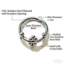 1 chiếc khuyên mũi bằng thép không gỉ 316L, kiểu dáng châu Âu và Mỹ, dạng hạt hàn, trang sức dạng xoắn, khuyên tai vòng kín, khuyên xỏ mũi. - khuyên mũi hình quả cầu hàn - Xem 2