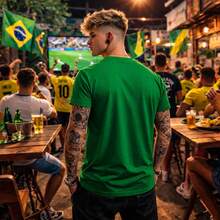 Unisex Printed T-Shirt Brazil World Cup 2026 Here Is Brazil 100% Premium Cotton Streetwear T-Shirt World Cup Oversized Casual Shirt Brazilian Fans Road To The Hexa - 綠色 - 查看 2