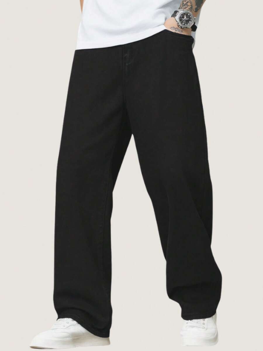 Calça Balão Calca Jeans Masculina Bag Boca Larga Streetwear Estonada Cinza Grafite