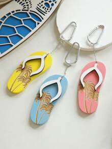1pc Summer Flip Flop Keychain, Beach Themed Colorful Flip Flop Design With Tropical Palm Tree Decor, Fun Holiday Accessory, Travel Keychain, Bright Yellow, Blue, Pink Flip Flops, Keychain Set To Create Summer Vibe, Suitable For Bags And Wallets, Perfect Holiday Gift, Bohemian Style Accessory, Fashionable Beach Party Decor, Creative Holiday Keychain For Summer Lovers, Casual Chic Summer Lifestyle Accessory - Multicolor - View 6
