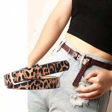 1pc Women's Leopard Print Belt, Fashionable Skinny Zebra Pattern Waist Belt, Versatile Clothing Accessory - Multicolor - View 12