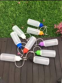 1/3/9件組 0.34oz 精密尖嘴液體瓶，迷你漏斗，0.34oz 針尖膠水瓶，隨機顏色，適用於DIY手工、繪畫、膠水、墨水、壓克力藝術 - 其他塑膠材質（漏斗單獨販售，瓶蓋顏色隨機） - 彩色 - 查看 7