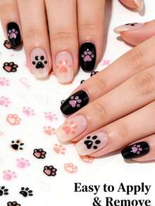 2pcs/1pc Jelly 5D Embossed Bear Paw Design Nail Art Stickers,Cute Cartoon Animal Paw Print Nail Stickers For Valentine's Day,Wedding,New Year,St. Patrick's Day,Holidays -DIY Self-Adhesive Nail Decal Spring&Summer Nail Supplies - Multicolor - View 3